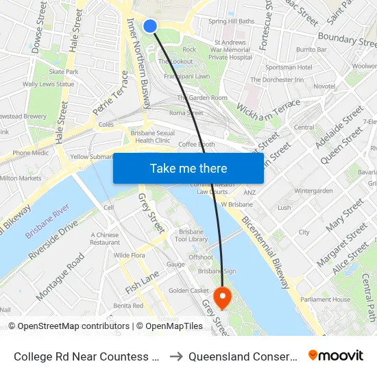 College Rd Near Countess St, Stop 3b to Queensland Conservatorium map