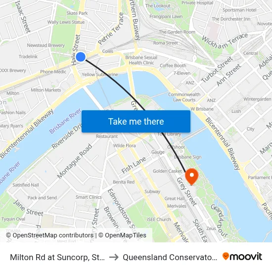 Milton Rd at Suncorp, Stop 4 to Queensland Conservatorium map