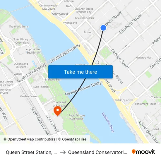Queen Street Station, 1b to Queensland Conservatorium map