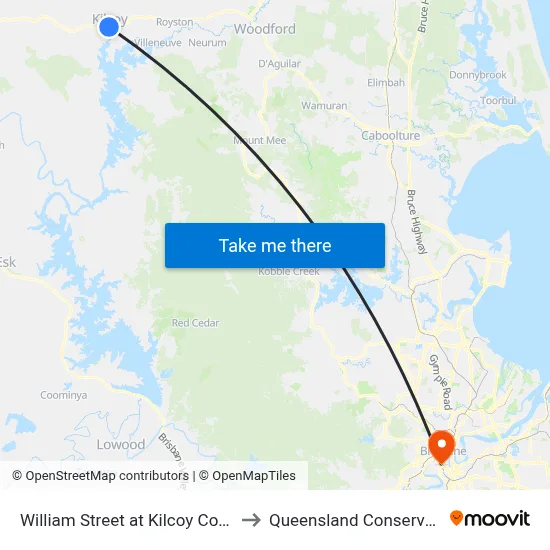 William Street at Kilcoy Coach Stop to Queensland Conservatorium map