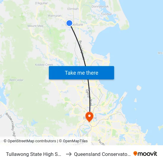 Tullawong State High School to Queensland Conservatorium map