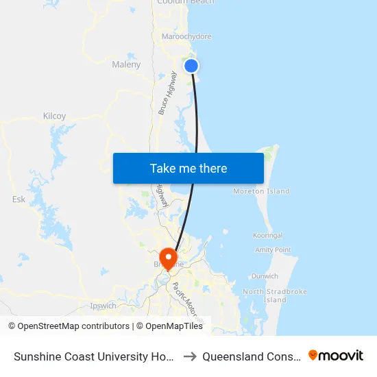 Sunshine Coast University Hospital, Platform 1 to Queensland Conservatorium map