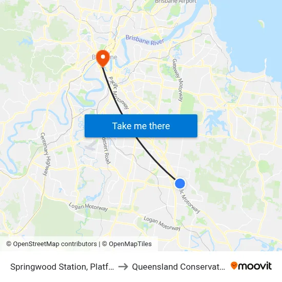 Springwood Station, Platform 1 to Queensland Conservatorium map