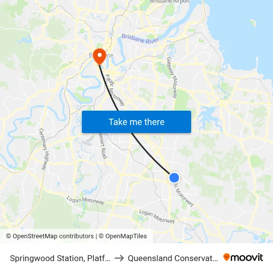Springwood Station, Platform 2 to Queensland Conservatorium map