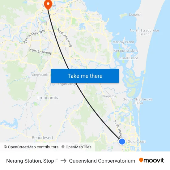Nerang Station, Stop F to Queensland Conservatorium map