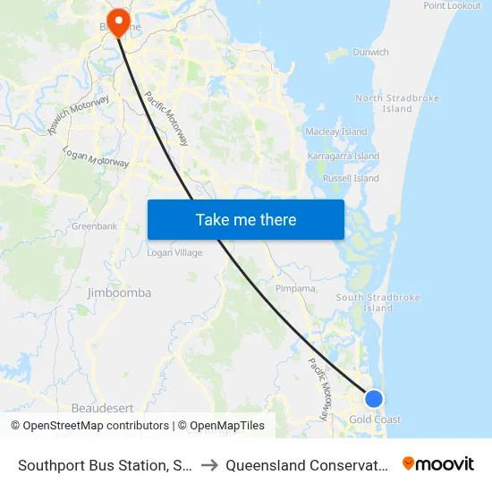 Southport Bus Station, Stop B to Queensland Conservatorium map