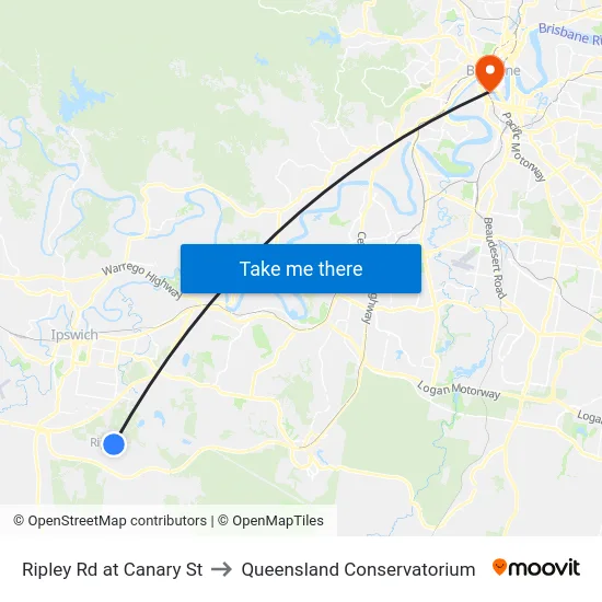 Ripley Rd at Canary St to Queensland Conservatorium map