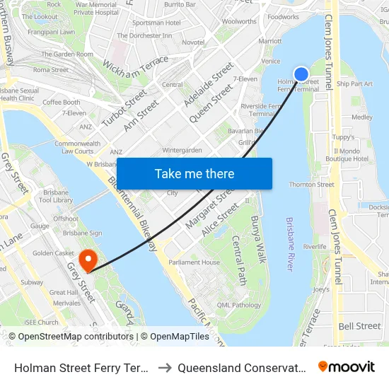 Holman Street Ferry Terminal to Queensland Conservatorium map