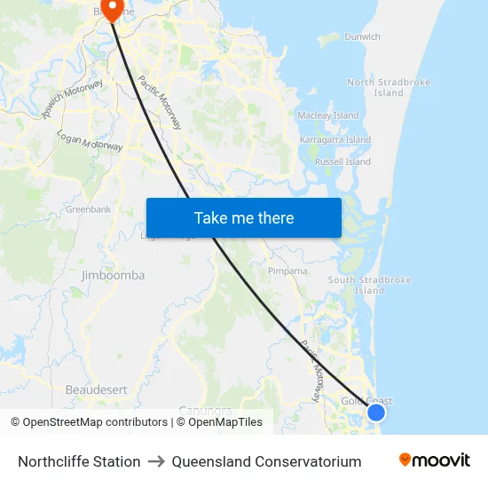 Northcliffe Station to Queensland Conservatorium map