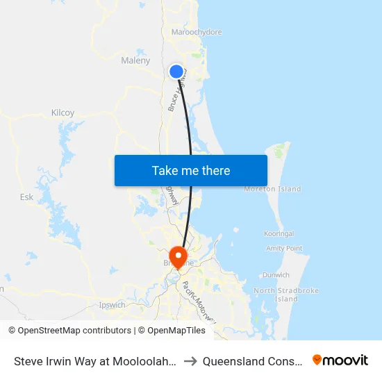 Steve Irwin Way at Mooloolah Connection Rd to Queensland Conservatorium map