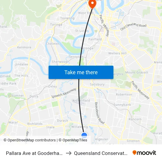 Pallara Ave at Gooderham Rd to Queensland Conservatorium map