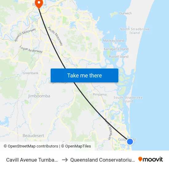 Cavill Avenue Turnback to Queensland Conservatorium map