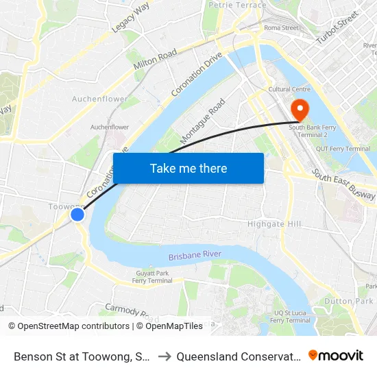 Benson St at Toowong, Stop 14 to Queensland Conservatorium map
