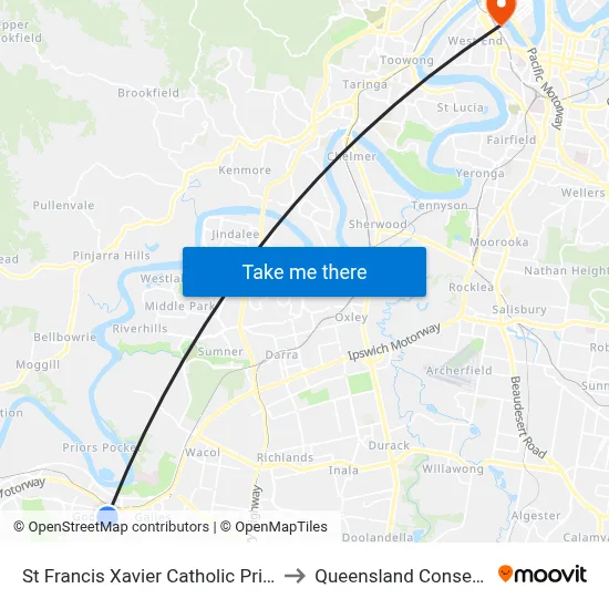 St Francis Xavier Catholic Primary School to Queensland Conservatorium map