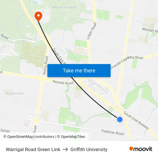 Warrigal Road Green Link to Griffith University map