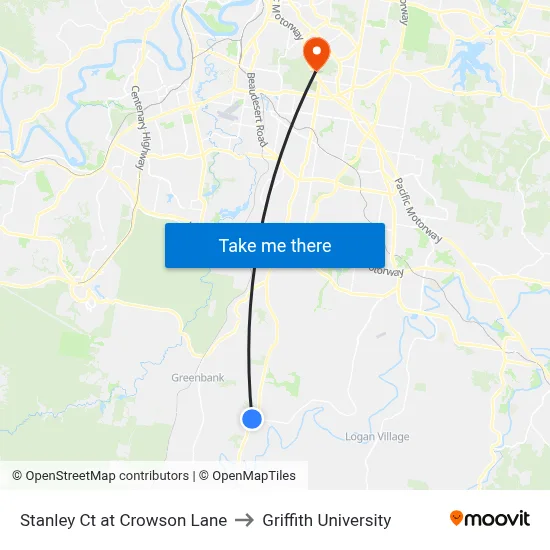 Stanley Ct at Crowson Lane to Griffith University map