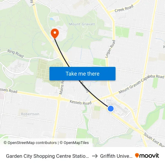 Garden City Shopping Centre Station, Stop C to Griffith University map