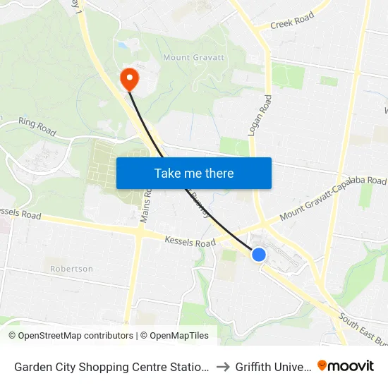 Garden City Shopping Centre Station, Stop B to Griffith University map