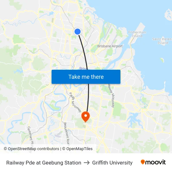 Railway Pde at Geebung Station to Griffith University map