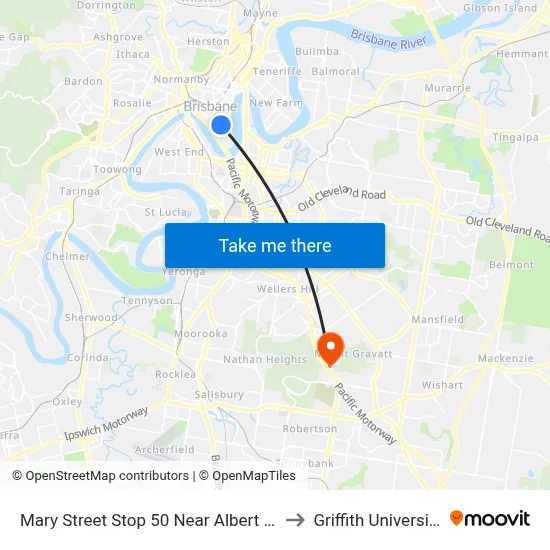 Mary Street Stop 50 Near Albert St to Griffith University map