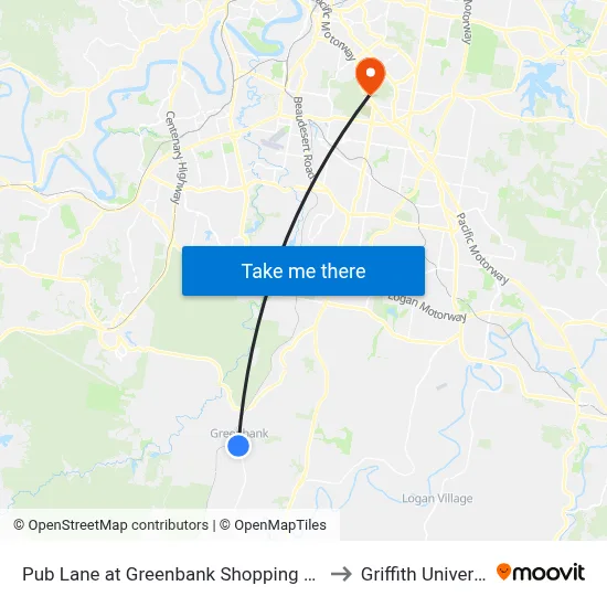 Pub Lane at Greenbank Shopping Centre to Griffith University map