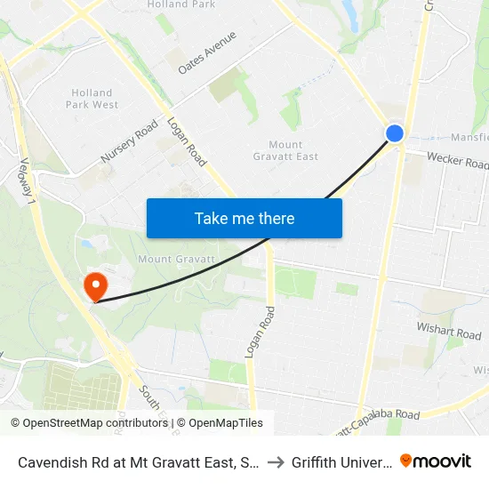 Cavendish Rd at Mt Gravatt East, Stop 60 to Griffith University map