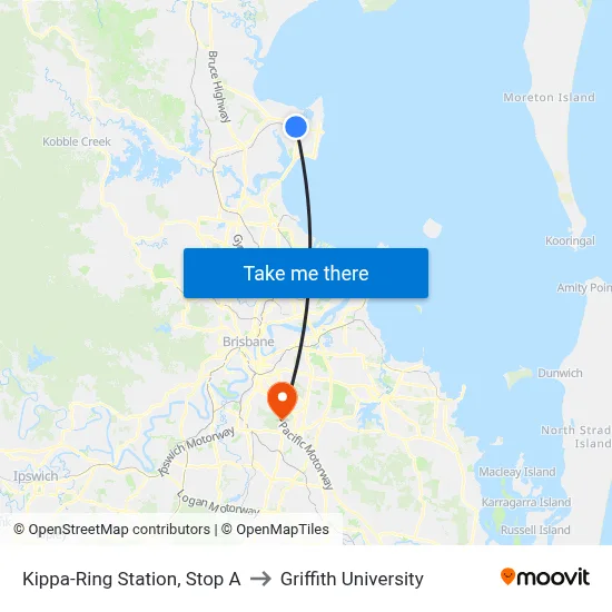 Kippa-Ring Station, Stop A to Griffith University map