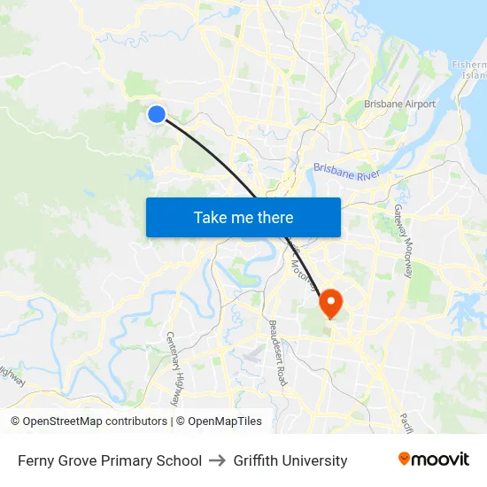 Ferny Grove Primary School to Griffith University map