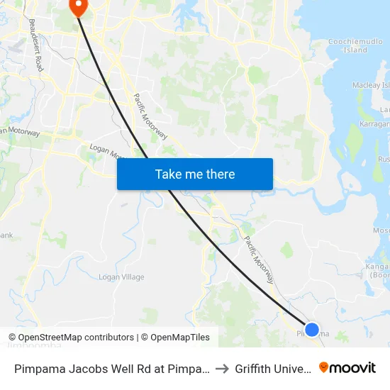 Pimpama Jacobs Well Rd at Pimpama City to Griffith University map