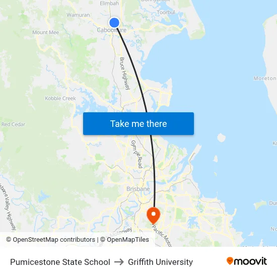 Pumicestone State School to Griffith University map