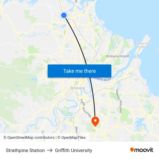 Strathpine Station to Griffith University map