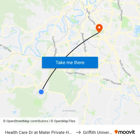 Health Care Dr at Mater Private Hospital to Griffith University map