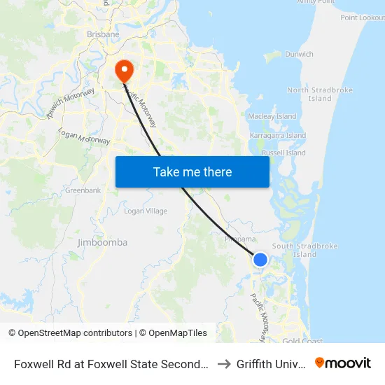 Foxwell Rd at Foxwell State Secondary College to Griffith University map