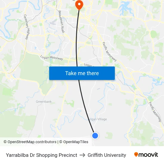 Yarrabilba Dr Shopping Precinct to Griffith University map