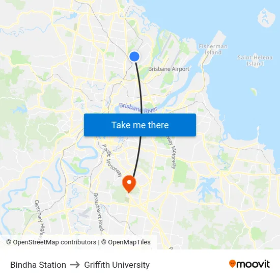 Bindha Station to Griffith University map