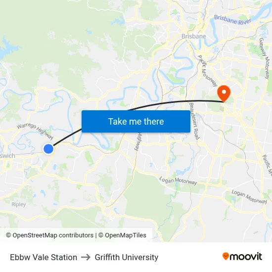 Ebbw Vale Station to Griffith University map