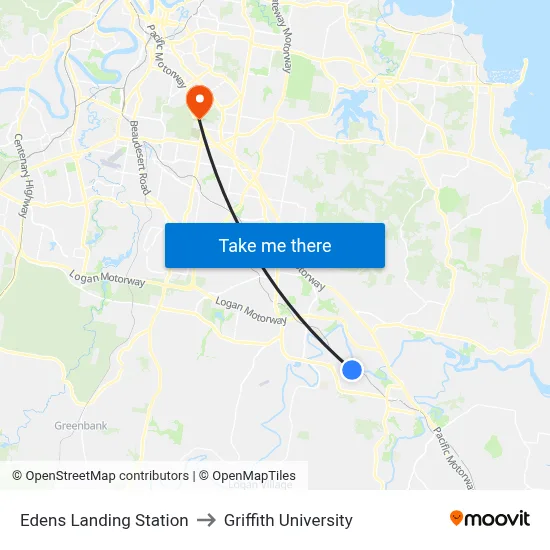 Edens Landing Station to Griffith University map