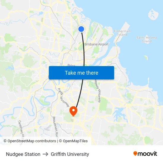 Nudgee Station to Griffith University map