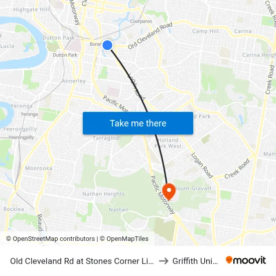 Old Cleveland Rd at Stones Corner Library, Stop 17 to Griffith University map