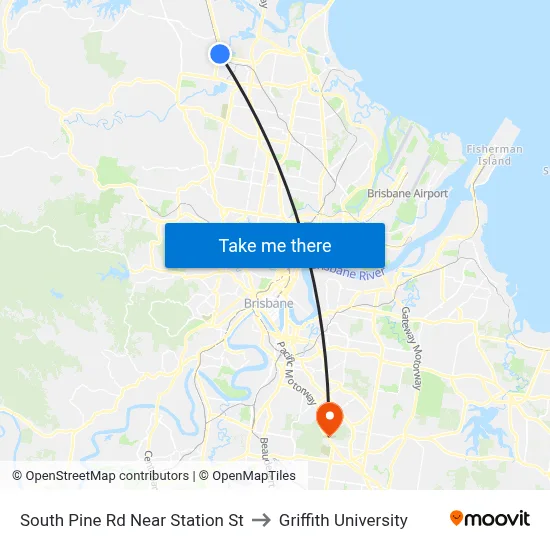 South Pine Rd Near Station St to Griffith University map