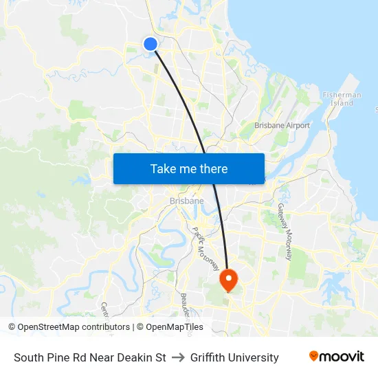 South Pine Rd Near Deakin St to Griffith University map