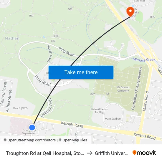 Troughton Rd at Qeii Hospital, Stop 37 to Griffith University map