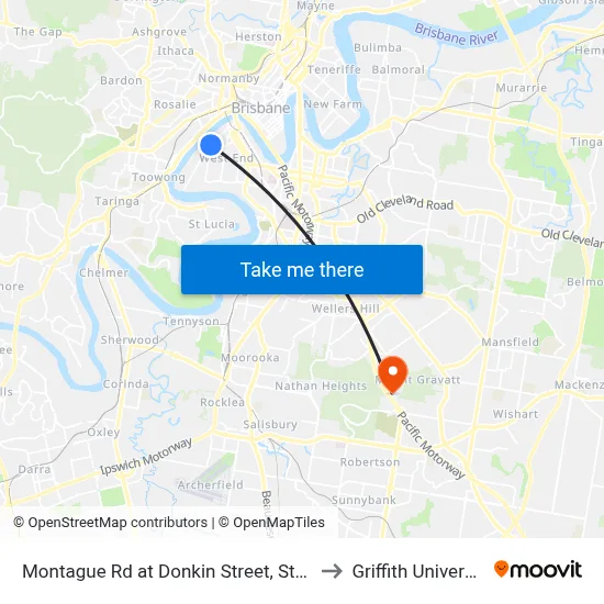Montague Rd at Donkin Street, Stop 7 to Griffith University map