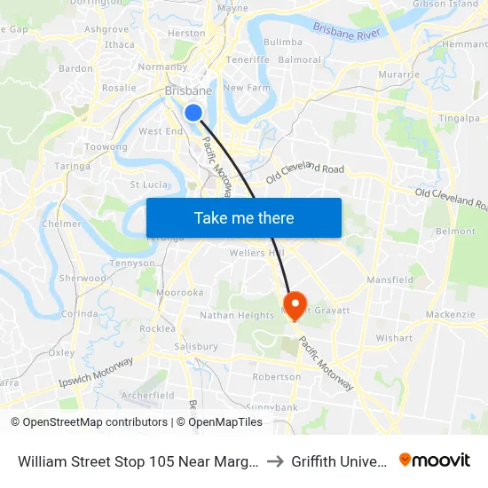 William Street Stop 105 Near Margaret St to Griffith University map