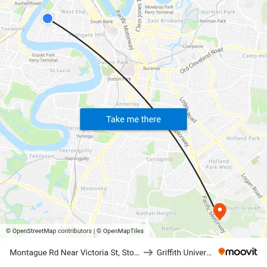 Montague Rd Near Victoria St, Stop 10 to Griffith University map
