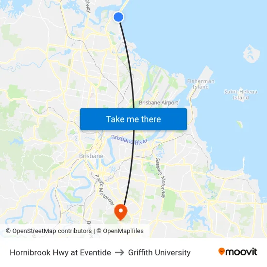 Hornibrook Hwy at Eventide to Griffith University map