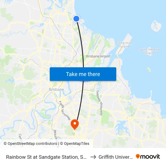 Rainbow St at Sandgate Station, Stop 33 to Griffith University map
