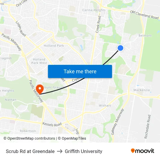 Scrub Rd at Greendale to Griffith University map