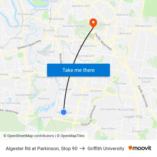 Algester Rd at Parkinson, Stop 90 to Griffith University map