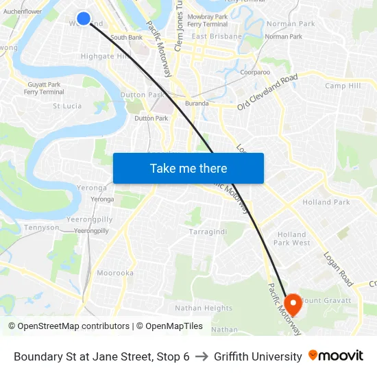 Boundary St at Jane Street, Stop 6 to Griffith University map